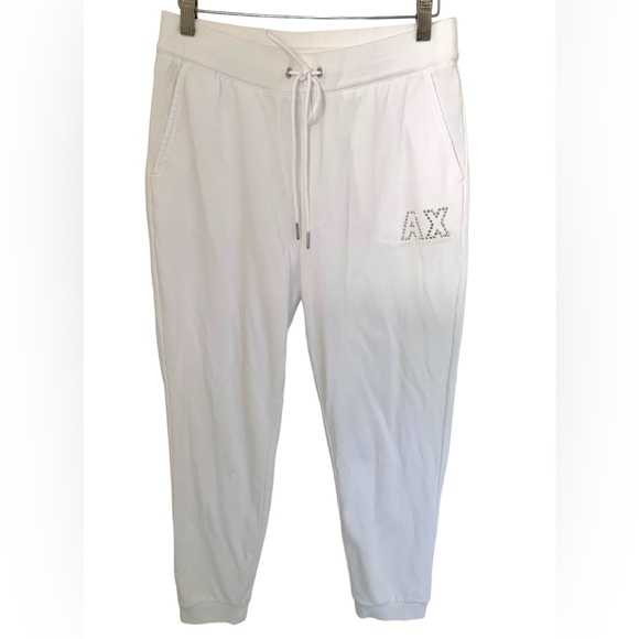Armani Exchange Pants - Armani Exchange Bedazzled Joggers White Size M